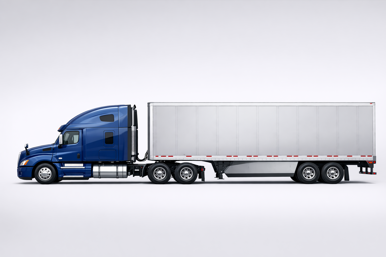 Professional side-view semi truck illustration for CDL pre-trip inspection training